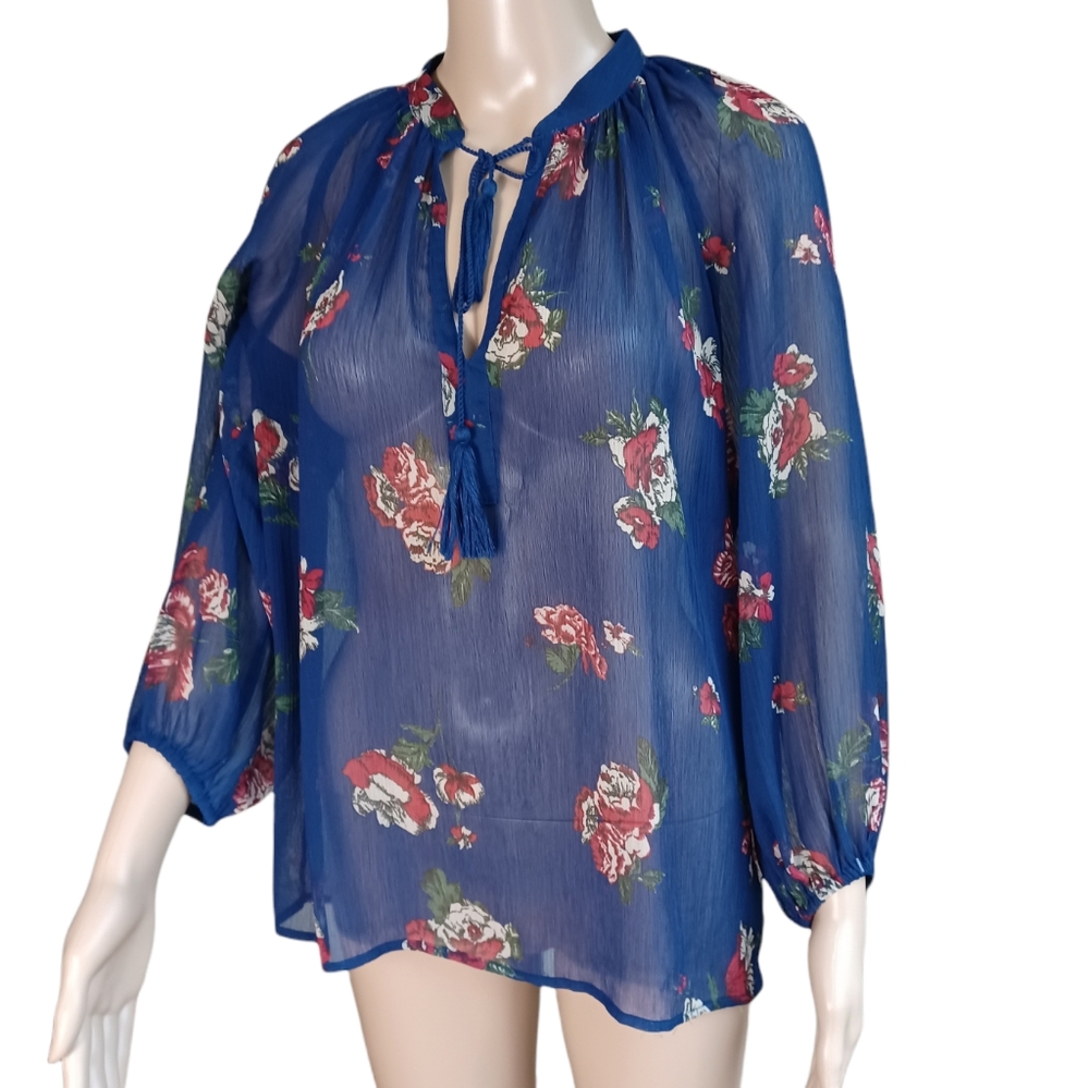 Lucky Brand Bohemian Tunic Top V Neck Size Small